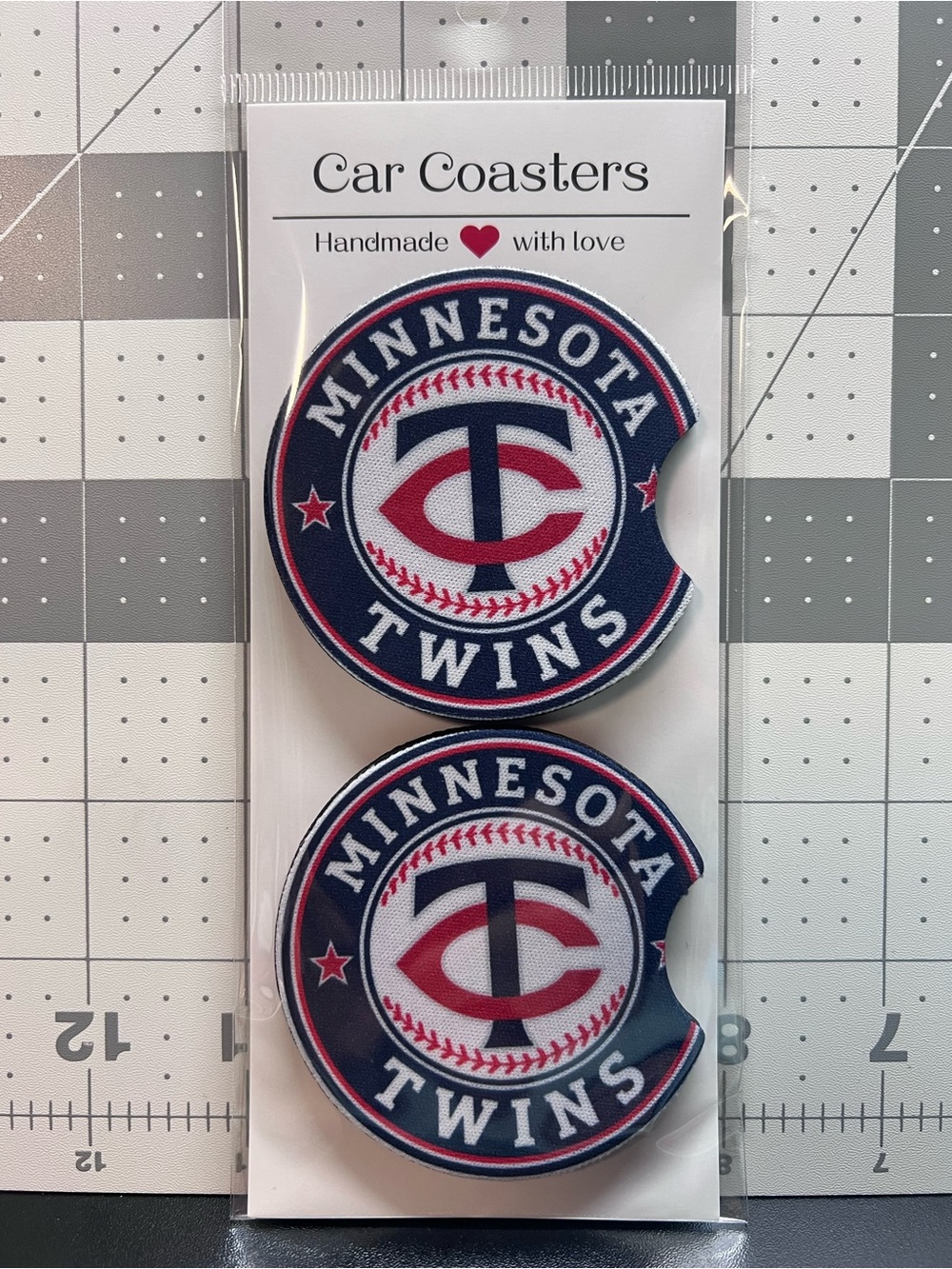 Minnesota Twins Car Coasters - Navy & Red (Handmade)